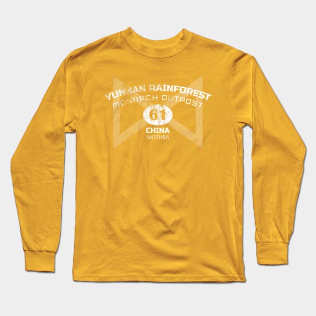 Monarch Outpost Mothra, distressed Long Sleeve T-Shirt by hauntedjack